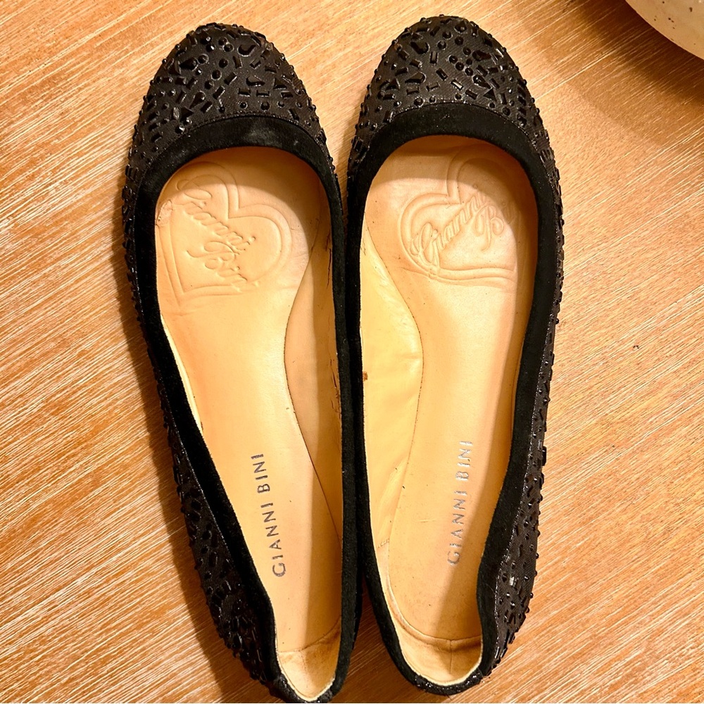 Gianni Bini Black Rhinestone Ballet Flats- size 8M